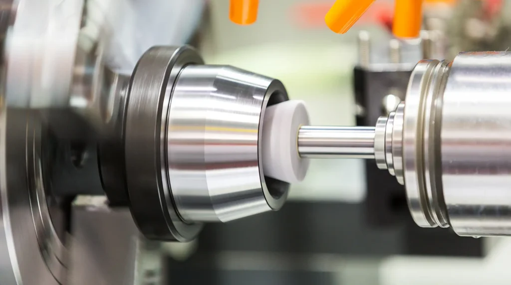 Automated internal diameter CNC precision grinding machine machining a cylindrical tungsten carbide tool die